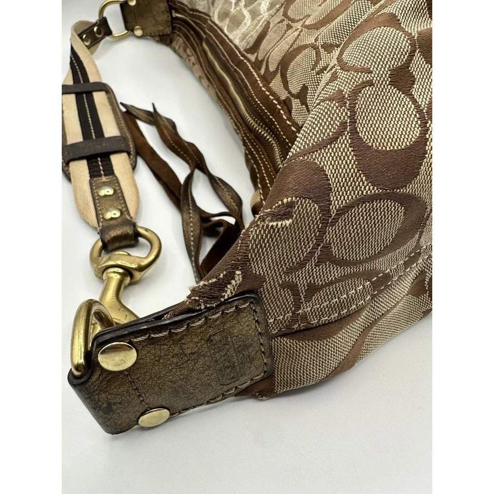 Vintage Coach Signature Patchwork Hobo Bag 10233 Y2K (2006) Gold, Beige, Brown